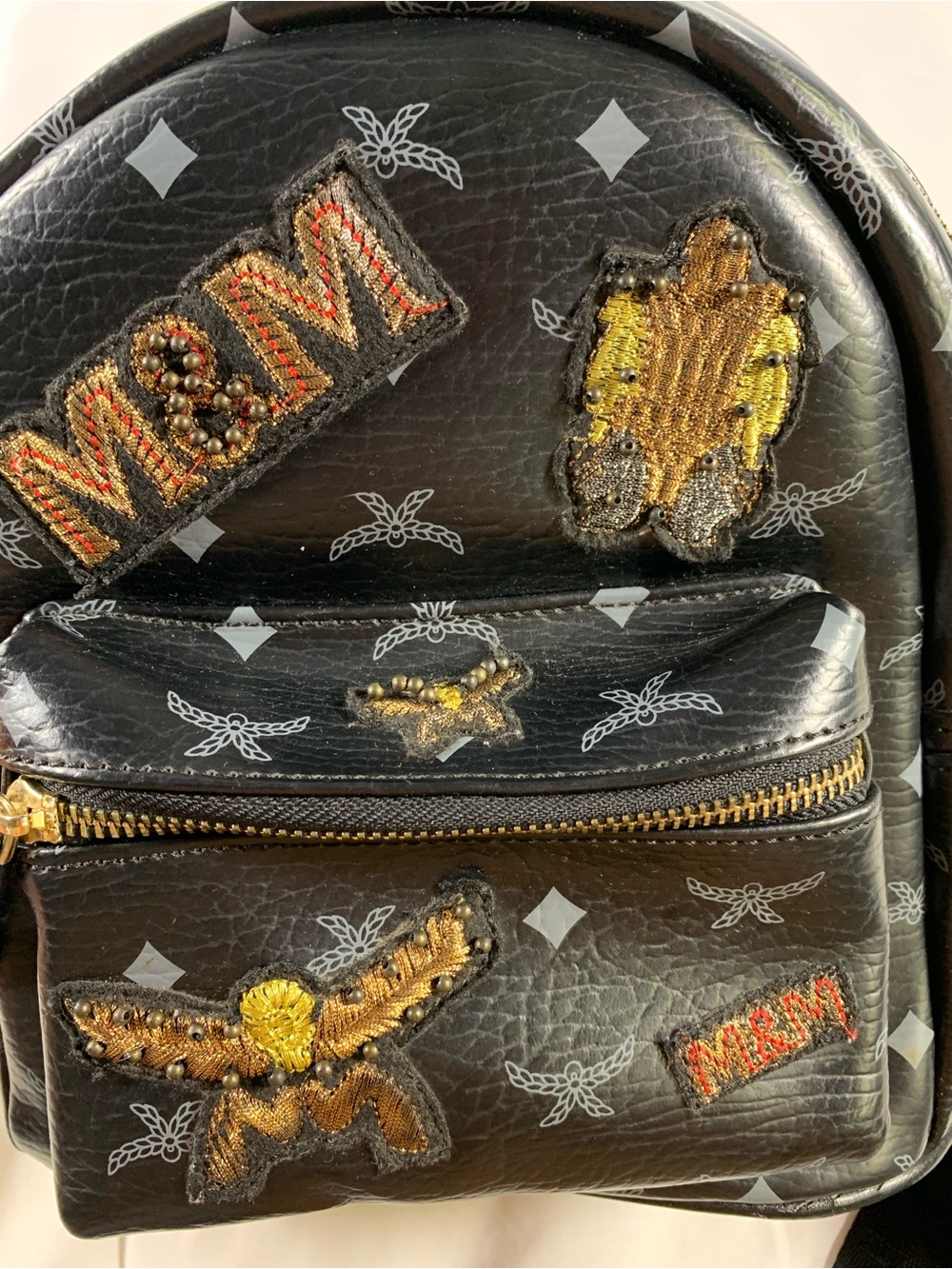Pre loved Black Faux-Leather Embellished Mini Backpack - Picture 4 of 5